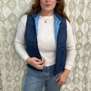 Vintage 80s Sears The Men's Store Outerwear Blue Quilted Vest  “M”